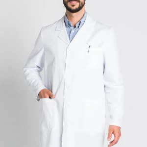 Bata médica clássica de manga comprida, masculina