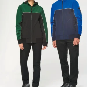 Blusão softshell bicolor com 3 camadas unissexo
