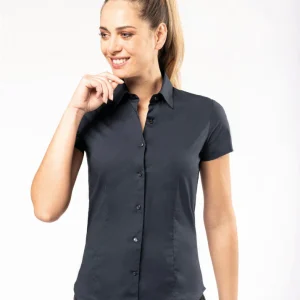 CAMISA DE SENHORA MANGA CURTA COM STRETCH