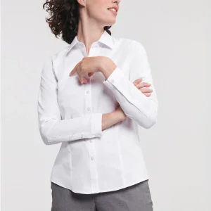 Camisa de senhora de manga comprida Herringbone