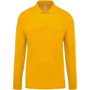 Polo piqué de manga comprida Homem