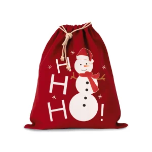 Saco de algodão com cordão, motivo boneco de neve
