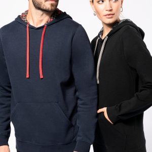 Sweatshirt c/capuz em contraste estampado unissexo